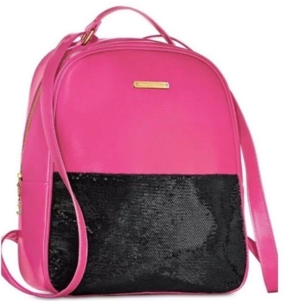 Juicy Couture NWOT Fuschia Pink Backpack with Black Sequin Accent MSRP $79